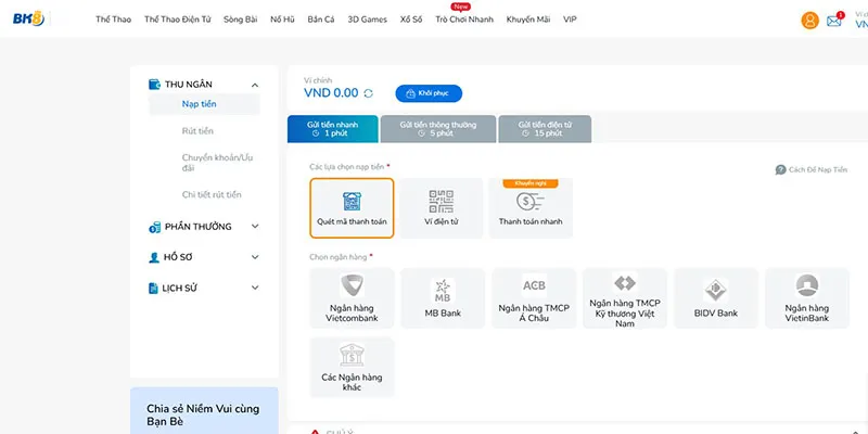 Chỉ dẫn các bước nạp tiền bằng mã QR tại nhà cái BK8